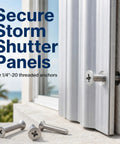 Get These Bad 100 Pcs 304 Stainless Steel Hurricane Shutter Fasteners And Sidewalk Bolts For Your Home And Keep Windows And Doors Locked Down Tight In Any Storm Without Fear Of Damage. Stainless screws securing storm shutter panels.