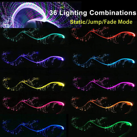 Lit Up Fiber Optic Dance Whip Rechargeable 6ft Space Whip With 360 Swivel And 36 Modes Pixel Flow Rave Toy light effects