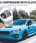 Top Tier AC Compressor With Clutch For 2012 Through 2017 Hyundai Accent Kia Rio 1.6 Liter Motor in a sleek car design.