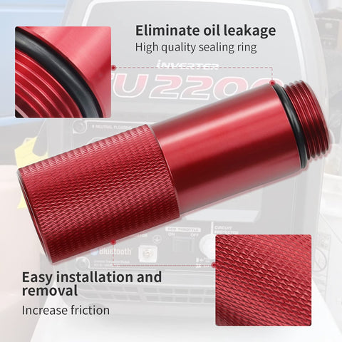 Close-up of EU2200i Generator No Mess Oil Change Funnel showing high-quality sealing ring and textured grip for easy use.