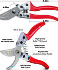 Workhorse Pruning Shears With Stainless SK5 Steel Blades Bypass Garden Shears Straight Tip Florist Scissors Hand Pruners Garden Clippers Heavy Duty Gardening Tools Set Red