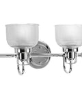 Two Light Coastal Bath Vanity Light With Clear Double Prismatic Glass Shades From Archie Collection Indoor Polished Chrome Finish