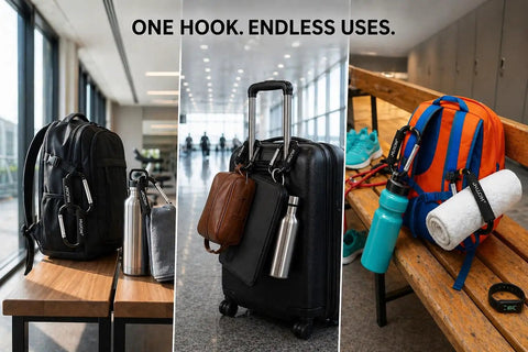Heavy Duty Stroller Hooks 2 Pack Carabiner Clips For Hanging Diaper Bags Purse Grocery And Shopping Bags Hands Free On The Go Mom Must Have Accessory For Shopping Trips And Outdoor Adventures holding bags on luggage and backpack