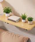 Smooth Operator Foldable Window Ledge Extender And Clamp On Desk Shelf For Books And Plants, featuring wood frame, compact design with plants and books.