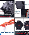 72V 5000W Brushless DC Motor Kit With Temperature Sensor For Go Karts Dirt Bikes Electric Motorcycles shown from multiple angles