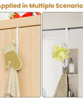 Over The Door Hooks Hanger 2 Pack White used in kitchen and bathroom with towels and accessories hanging