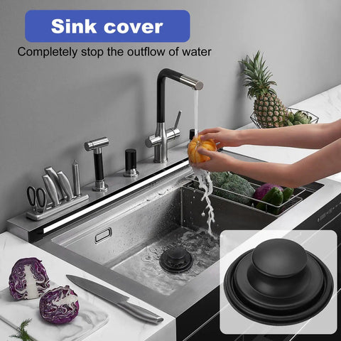 3 Pack Stainless Steel Kitchen Sink Drain Strainers With Black Powder Coat Finish Anti Clogging Basket Stopper Set in sink