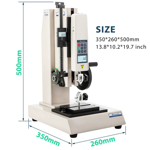 500N Force Gauge With Wheel Operated Test Stand 180mm Stroke USB Data Output 999 Peak Data Storage Free Software For Exporting Test Data And Charts Includes CH340 Cable, 350x260x500mm