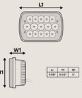 Diagram of 7x6 and 5x7 H6054 LED Headlights for Trucks and Vans with dimensions showing sealed beam replacement size for universal fit.