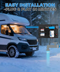 High Flow 12V RV Water Pump With 5.5 GPM And 55 PSI, 0.75L Accumulator Tank, shown installed in snowy RV setting