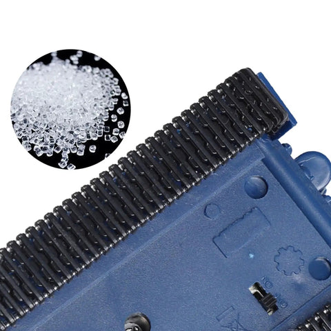 Close-up of blue RC tank tread detail with plastic beads inset, showcasing ABS plastic material used in One To Seventy Two Scale Ready To Run Mini Tank RC German Tiger WW2 Battle Tank Easy Model Two Point Four Gigahertz Frequency For Multiplayer Fun With Simple Controls And Durable ABS Plastic Build For Lasting RC Action.