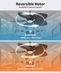 Daklpiw 52" Retro Fan Lamp Tropical Ceiling Fan with Light and Remote showing reverse motor function for summer and winter use.