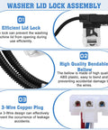 Washer Lid Lock Switch Replacement For Amana, Whirlpool, Kenmore, Maytag, Crosley Machines 110 200 500 Series Easy Install OEM Fit W10838613 W11253733 PS12704713 AP6832601 washer lid lock assembly with 3-wire plug