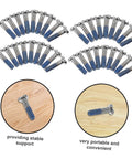 Glasses Repair Screws Kit, 100 Piece Eyeglass Screw Set displayed on a wooden surface, shown in bundles and individual screw detail.