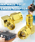 Right Angle SMA Male To SMA Female Antenna Adapter 90 Degree Elbow Connector, 50 Ohm, 2 Pack, with radio and transceiver use