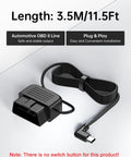 Dash Cam Power Cable OBD2 to USB C, OBDII Hardwire Kit with 11.5ft Cable, plug-and-play design for hidden install and surveillance.