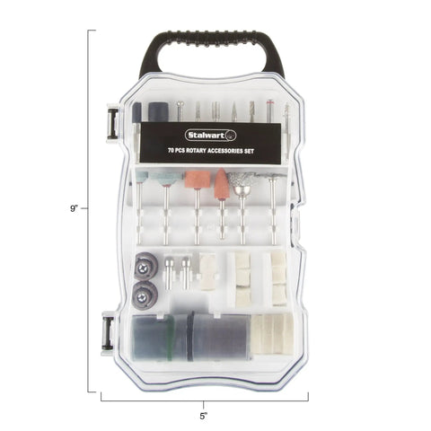 70 Piece Rotary Tool Accessories Kit with Cutting, Grinding, Polishing Bits in case, fits all standard rotary tools