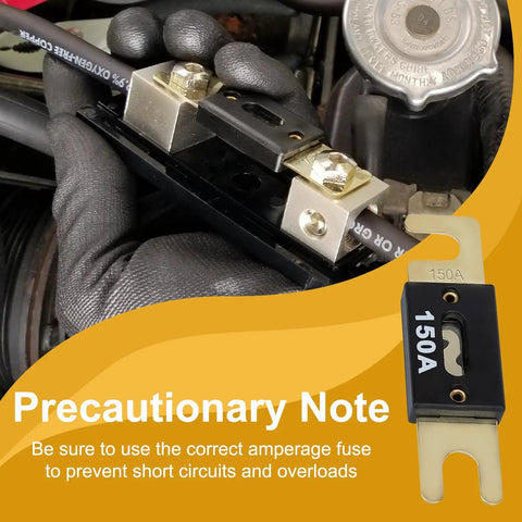Hand holding Heavy Duty Tough As Nails 3 Pack 50 Amp 32 Volt ANL Blade Fuses for reliable automotive circuit protection.