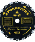 Forester 9-inch saw chain grass blade with instructions, part of 2 Pack Chainsaw Tooth Brush Cutter Blade With File Set, 20 teeth.
