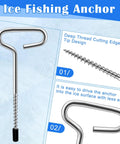 Pro Grade 14 Piece Ice Anchor Drill Adapter Kit for Ice Fishing Shelter Setup displaying ice anchor and tip design.