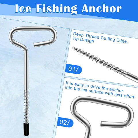 Pro Grade 14 Piece Ice Anchor Drill Adapter Kit for Ice Fishing Shelter Setup displaying ice anchor and tip design.
