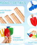24 Piece Kids Gardening Tools Set With Wooden Handles Including Shovel Rake Fork And Trowel Metal Beach Sandbox Toys