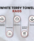 Recycled White Terry Cloth Rags 10 Lb Box High Absorbency Shop Towels For Home Garage Industrial Cleaning Bulk Rag Pack