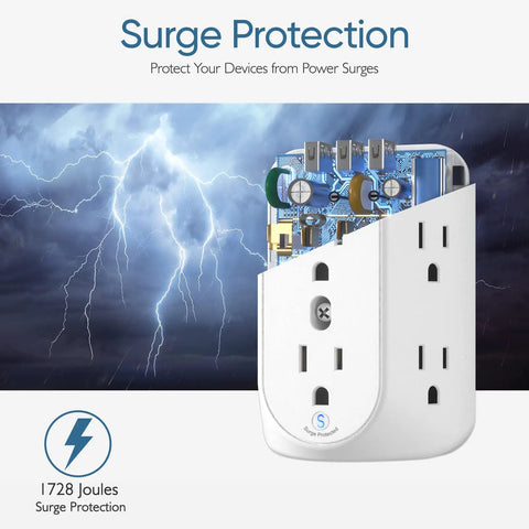 9 In 1 Wall Outlet Splitter With 6 Wide Spaced Outlets And 3 USB Ports Converts A Two Prong Outlet To A Grounded Three Prong