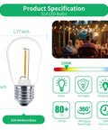 30 Pack S14 Edison String Light Bulbs For Outdoor Use 1 Watt Replacement LED Filament Bulbs Shatterproof E26 Medium Base