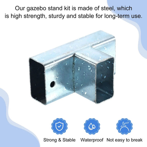3 Way Gazebo Brackets Kit T Shaped Post Base For 1.67 Inch By 0.89 Inch Lumber Outdoor Patio Gazebo And Log Cabins DIY 2 Pack Galvanized Steel For Weatherproof Strength And Easy Installation