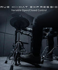 VH11 Style Hi Hat Controller Sensor for Electronic Drums on standard stand, player showing smooth open/closed control