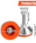 Four Pack Heavy Duty Adjustable Leveling Feet With M12 Thread And 2.36 Inch Base dimensions shown on product image