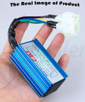 GY6 High Performance Racing CDI Box for 50cc to 150cc Chinese Scooters, shown in hand with two and four pin connectors.