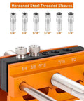 Self Centering Dowel Jig Kit For 6.8 Inch Timber Woodworking Center Doweling Drill Guide For Straight Holes with 6 Drill Sleeves