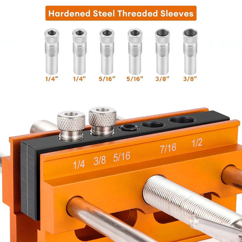 Self Centering Dowel Jig Kit For 6.8 Inch Timber Woodworking Center Doweling Drill Guide For Straight Holes with 6 Drill Sleeves