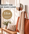 Top Shelf Fold Down Wall Hooks For Heavy Jackets And Keys Set Of Four Brushed Silver Zinc Alloy Rectangular Rack For Entryway Mudroom Slim Space Saver No Sweat Setup with 11lb capacity