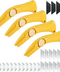 4 Pack Roofing Knives With Fixed Blades Built Tough Heavy Duty Utility Knife Set For Drywall Vinyl Carpet Cutting And Metal Roofing Projects Includes Replacement Hook Blades Yellow