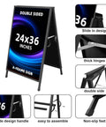 Beefy Heavy Duty Slide In Folding Sandwich Board A Frame Sidewalk Sign 24 By 36 Inch Black Coated Steel Double Sided Pavement Sign