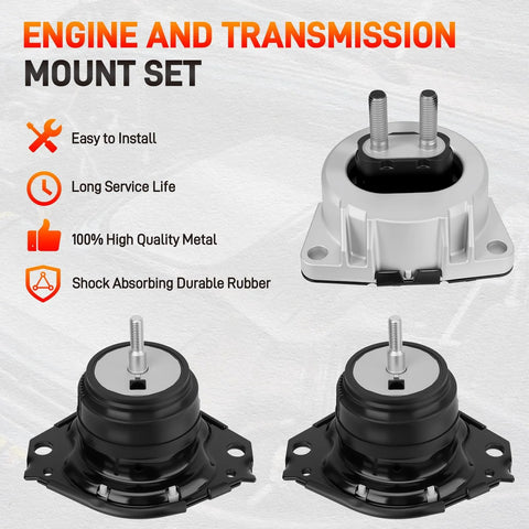 Engine And Transmission Mount Set Of 3 For 2011-2019 Jeep Grand Cherokee And Dodge Durango 3.6L 5.7L RWD Drop-In Fit