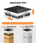 12 Pack Solar Post Cap Lights For 4x4 Posts No Wiring Needed Waterproof Warm White LEDs 360 Degree Illumination Fits 3.5x3.5 And 4x4 Wood Or Vinyl Fence Deck Posts Ideal For Patio Porch Outdoor Lighting size guide