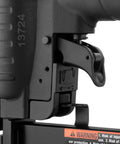 Close-up of 18 Gauge One Quarter Inch Narrow Crown Stapler with Pro Grade No Mar Tip and 360 Degree Exhaust