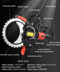 16 Inch Electric Concrete Annular Cutter Brushless 9500W Ring Saw detail showing water pipe, handles, and ring blade features.