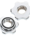 2 Pack Dumbbell Barbell Connector Rods With Quick Release Stainless Steel Locks, close-up of durable bar clips.