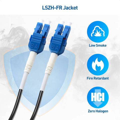 Outdoor Armored OS2 Single Mode Fiber Patch Cable With Tough As Nails Jacket And Hella Reliable Dual LC To LC Connectors For Serious Networking Setups That Run Super Smooth On 150 Foot Spans with LSZH-FR jacket features.