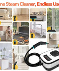 Kickass 2500W Handheld Steam Cleaner With Blazing Hot Pressure and Lightning Fast 10 Second Warmup for versatile cleaning in kitchen and bathroom.