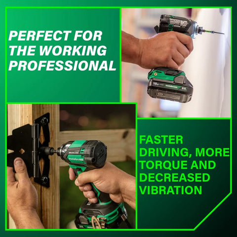 Hands using 18V MultiVolt Triple Hammer Impact Driver Kit With Case, 2 Lithium Batteries And Charger, 1/4-Inch Chuck