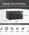 Beefy Eight Bay Nas Server With Snappy Quad Core Processor And Four Gigs Of Memory Expanding To Sixteen Gb with setup accessories