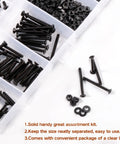 Top Shelf 500 Piece M2 Metric Countersunk Hex Socket Flat Head Screws Kit 10.9 Grade Alloy Steel in a clear storage case.