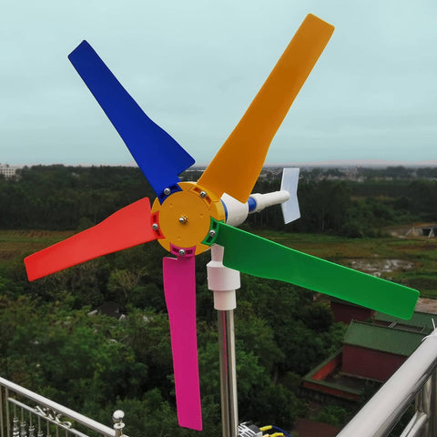 Small Wind Turbine Generator Kit With Wind Powered Light Strip For Backyard Decor Vibe Free Energy Garden Accent 18 Inch Diameter No Batteries Needed Easy Outdoor Setup Eco Friendly Outdoor Lighting