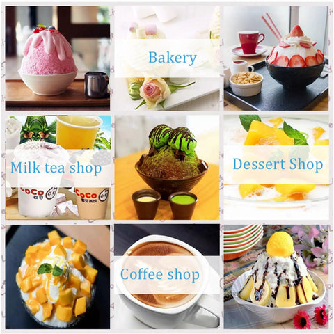 Commercial Snowflake Ice Machine Making Two Seventy Five Pounds Daily Automatic Shaved Ice Maker With Quick Chill Air Cooling And Dual Food Safe Buckets Built Different For Serious Restaurant Kitchen Hustles displayed in various cafes.